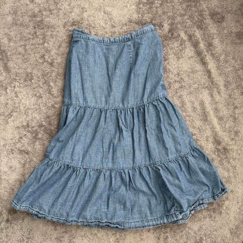 St. John’s Bay blue denim tiered maxi skirt